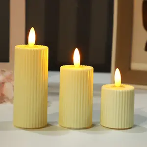 Pillar 3d Real Flame Electric Candle Led Bulb Plastic Candles Led Flickering Flameless Candles With Moving Flame
