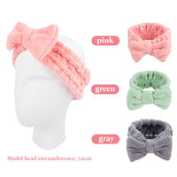 Bandeau en polaire corail à séchage rapide, doux, avec nœud, pour maquillage, douche et spa – Vente chaude, vente en gros directe usine, broderie personnalisée