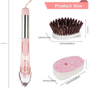 Juego de cepillos para platos dispensadores de jabón de fácil limpieza, cabezal duradero, soporte práctico, perfecto para fregaderos, ollas, sartenes y platos - Product Image 2