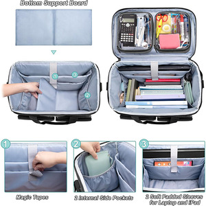 15.6 pouces ordinateur portable enseignement fournitures de bureau artisanat <span class=keywords><strong>sac</strong></span> de rangement <span class=keywords><strong>à</strong></span> <span class=keywords><strong>roulettes</strong></span> roulant Scrapbook professeur <span class=keywords><strong>sac</strong></span> fourre-tout avec roue - Product Image 6