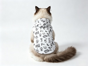 Sweat-shirt pour animaux de compagnie de style <span class=keywords><strong>manga</strong></span> japonais, imprimé graffiti noir et blanc, vêtements décontractés pour animaux de compagnie, universels pour chiens et chats - Product Image 3