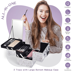 Portable <b>Makeup</b> Organizer <b>Case</b> Cosmetic Box Make Up Box Traveling Cosmetic Storage <b>Cases</b> with Locking Nail Tool Box Jewelry <b>Case</b> - Product Image 2