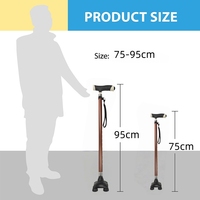 Lampe télescopique à quatre pieds en alliage d'aluminium avec poignée en plastique, hauteur réglable 72-95 cm, légère, durable, charge maximale 200 lb