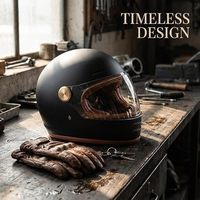 Casque de moto rétro OOH pour adultes, casque intégral vintage avec système de ventilation, design imperméable pour la conduite à moto