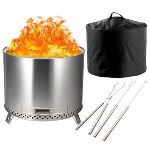 Estufa de Leña Portátil Redonda para Exteriores, Brasero de Acero Inoxidable con Cubierta y Herramientas para Acampar y Cocinar - Product Image 1