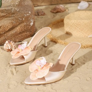 Sandali da Donna Estate 2025 con Punta Aperta e <span class=keywords><strong>Tacco</strong></span> Alto Nuove Ciabatte con Decorazione Floreale Chiusura Slip-On Stile a Collo Alto per Uso Esterno - Product Image 3