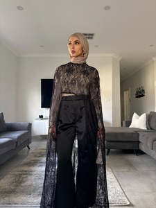 Abaya <span class=keywords><strong>longue</strong></span> en dentelle délicate sur mesure Loriya, vêtements islamiques, robes Abaya de Dubaï, Abaya de luxe pour femmes - Product Image 6