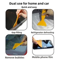 Raclette de nettoyage en plastique jaune pour film de fenêtre de voiture, outil de lissage pour protecteurs d'écran de téléphone, petit grattoir sûr