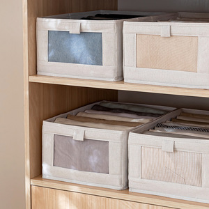 Caja de Almacenamiento Plegable Grande, Moderna y Minimalista, con Ventana Transparente, de Algodón y Lino, <span class=keywords><strong>para</strong></span> Ropa, <span class=keywords><strong>Libros</strong></span> Infantiles y Otros Artículos - Product Image 4