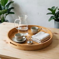Plateau à thé en bambou créatif, moderne et durable avec doubles poignées pour bureau, salon, pâtisserie et services à thé domestiques – Vente en gros
