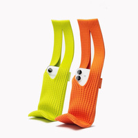Étui de téléphone tricoté 3D avec poche, sangle bandoulière extensible pour iPhone 17 16 15 Pro Max Plus