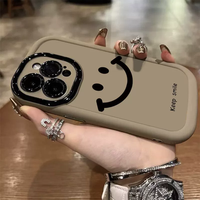 Coque de téléphone à visage souriant Simple imprimé en couleur pour iPhone 15 14 Pro housse de protection nouveau Design coque Mobile