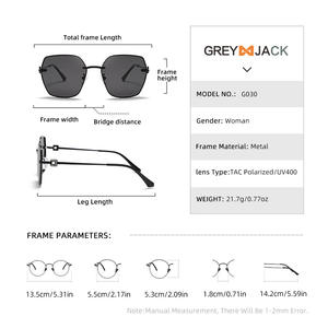 Gafas de Sol Greyjack para Mujer, Montura de Acero Inoxidable, Lentes TAC Polarizadas con Protección UV400 Tipo 3, Diseño Moderno - Product Image 4