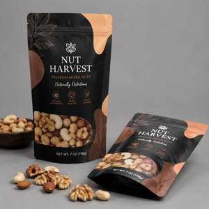Bolsas de Embalaje de Papel de Aluminio con Cierre Hermético y Base Redonda, Personalizables con Logotipo, Aptas para Alimentos, para Aperitivos, Frutos Secos y Pasteles - Product Image 1