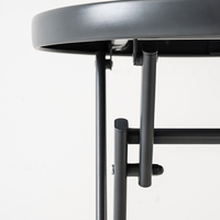 Table de patio ronde pliable et peu encombrante en verre, design compact et pliable à plat, table d'appoint pour salon, balcon, bord de piscine