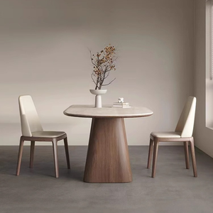 Nordic Style Oval Dining Table with Stone Slab <strong>Tabletop</strong> and Solid Wood Base for Dining Room - Product Image 2