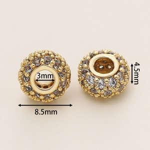 18k Gold Plated Zircon Beads Large Hole <b>Spacer</b> Round For Bracelet Making Jewelry Findings Components - Product Image 2