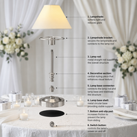 Juego de Lámparas de Mesa Inalámbricas Plateadas para Restaurante, Hotel, Boda, de Metal, Táctiles, Regulables con Control Remoto, Batería Personalizada