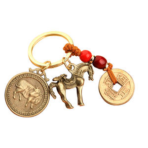 Llavero de Latón Estilo Chino para Hombre, Diseño 2026, Venta al por Mayor, con Diseño de Calabaza, Dinero de los Cinco Emperadores <span class=keywords><strong>Valientes</strong></span> y los <span class=keywords><strong>Doce</strong></span> Signos del Zodiaco, Impresión UV - Product Image 6