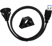 Câble d'extension USB 3.0 mâle vers USB-C 3.0 femelle à montage sur panneau pour tableau de bord de voiture, camion, bateau, moto, 0,9 m