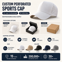 Gorra Trucker de 5 Paneles con Orificios Láser Personalizados, Cuerda Decorativa y Parche de PVC, Gorra Deportiva de Secado Rápido para Pesca, Golf y Actividades al Aire Libre, Venta al Por Mayor