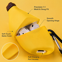 Étui pour écouteurs sans fil en PVC écologique, étanche, en forme de banane, avec logo personnalisé, design artistique moderne, protection fruitée
