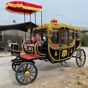 Charrette de chevaux électrique pour visites touristiques, calèche royale de mariage, chariot de chevaux noir pour mariage à vendre - Product Image 3