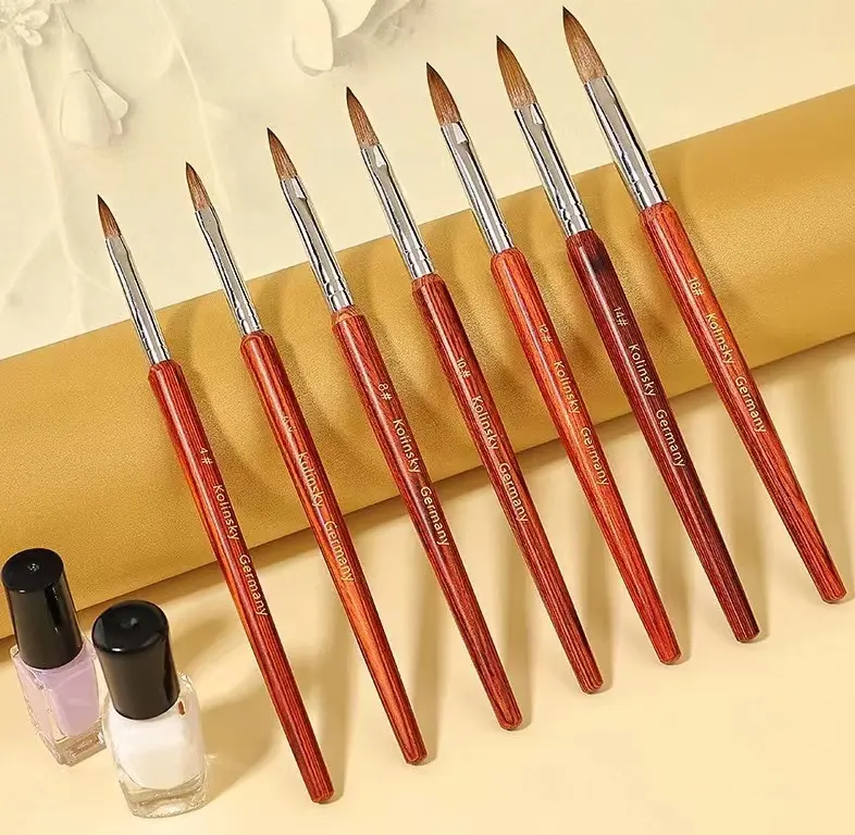Профессиональный салон качества 2 #-18 # Размеры красный деревянной ручкой 100% чистый колонок кисти кисточка для дизайна акриловых ногтей