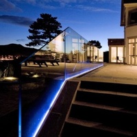 Balcon Escalier Villa Rampe Led Bandes Verre Tenant Clips Alliage d'Aluminium Verre Trempé Garde-corps Sans Cadre Lumière Led Eau