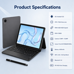 Tablette PC Android 13 de 10,1 <span class=keywords><strong>pouces</strong></span> avec <span class=keywords><strong>12</strong></span> Go de RAM, 128 Go de stockage, clavier, souris, Wi-Fi, appels 4G, vente directe d'usine, produit très demandé - Product Image 1