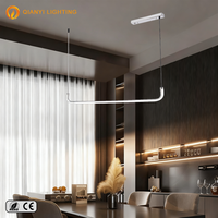 Luxueux lustre suspendu en aluminium Table à manger îlot de cuisine 18w 3CCT Long linéaire moderne LED suspension