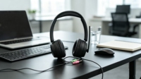 Casque filaire supra-auriculaire léger avec micro boom, double prise jack 3,5 mm, suppression du bruit ENC, étanche IPX-7, câble de 2 m pour étudiant