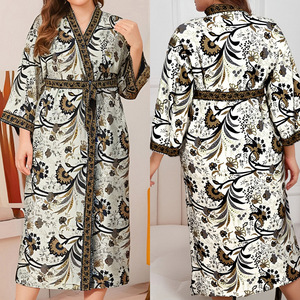 Nouvelle Robe de Nuit Longue Grande Taille en Soie Glacée à Imprimé Floral 2026 pour Femme – Kimono Élégant et Peignoir Confortable - Product Image 6