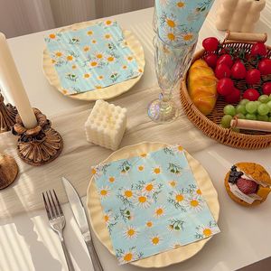 Daisy Printed Paper Napkins 330mm Disposable For Themed Party Use - Product Image 1