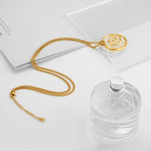 PVD 18K chapado en oro de acero inoxidable joyería geométrica Irregular remolino espiral colgante declaración collar Punk collar P243484 - Product Image 5