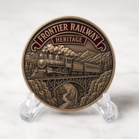 Pièce de monnaie commémorative personnalisée en relief, Locomotive à vapeur du patrimoine ferroviaire des frontières, Pièce de défi, Cadeau souvenir, Vente en gros directe usine