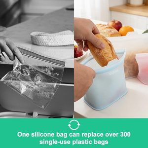 Bolsa de Almacenamiento de Alimentos de Silicona Personalizada OEM ODM, Libre de BPA, Reutilizable, a Prueba de Fugas, Apta para Congelador y Microondas, con Cierre Hermético - Product Image 3