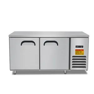 Restaurant Work Table Refrigerator Stainless Steel Counter Cooling Bar Refrigerator Stainless Steel Glass Door