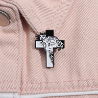 Épingles Émail Jésus Broches Croix Noir Blanc Style Punk Bijoux Personnalisés Cadeaux pour Amis Accessoires Foi pour Revers Œil Maléfique