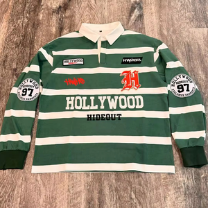 Maglia Rugby personalizzata da uomo 250 Gsm manica lunga per <span class=keywords><strong>Polo</strong></span> <span class=keywords><strong>con</strong></span> ricamo serigrafia T-Shirt a righe squadrate - Product Image 3