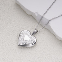 Collier pendentif unisexe en acier inoxydable, motif cœur ouvrable, pour cadre photo ou boîte photo, avec chaîne à maillons, idéal pour l'export.