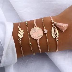Braccialetto retrò bohémien Pulseras De Mujer elefante cuore conchiglia stella <span class=keywords><strong>luna</strong></span> fiocco mappa di perline di cristallo bracciale donne gioielli di fascino - Product Image 2