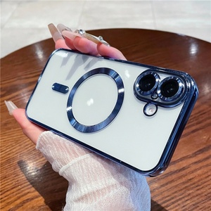 Wholesale Transparent TPU Cover Electroplated Magnetic Wireless Charge <b>Phone</b> Case for iPhone 15 Pro Max 14 Pro 13 12 11 XS MAX X - Product Image 5