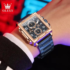 OLEVS 2958 Orologio al Quarzo Quadrato con Quadrante a Ragnatela, Impermeabile, Orologio da Uomo con Motivo a Ragno, Originale Luminoso con Cinturino in Acciaio Inossidabile, Orologio Sportivo - Product Image 2