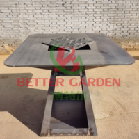 Barbecue portable haut de gamme en acier corten moderne et durable avec chariot à roulettes et caractéristiques de sécurité pour la cuisson en extérieur et le camping