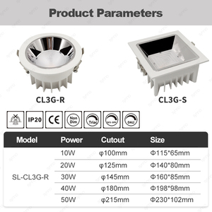 Luz <span class=keywords><strong>LED</strong></span> empotrada montada en el techo 10W 20W 30W 40W 50W <span class=keywords><strong>Led</strong></span> Down Light <span class=keywords><strong>Exterior</strong></span> <span class=keywords><strong>Led</strong></span> <span class=keywords><strong>Downlight</strong></span> para grandes almacenes - Product Image 2