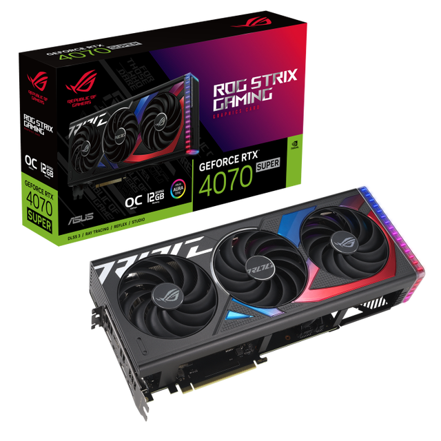 ROG-Strix GeForce Gaming RTX 4070 SUPER 12GB OC GDDR6X DLSS3 Gaming Video Cards Triple Fan Cooler GPU for Gaming Desktop