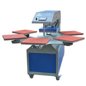 40*50 cm factory price Hi-Q automatic pneumatic sublimation rotary six worktable heat press machine for trousers belt pants