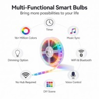Bande lumineuse LED intelligente RGB USB 5V, avec contrôle par application Tuya Alexa Google, Wi-Fi Bluetooth pour TV, scooter, décoration de bureau, maison