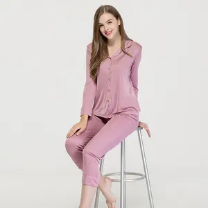 Pyjama en soie mûre pour femmes, ensemble 2 pièces, à manches longues, vente en gros, nouvelle collection 2021